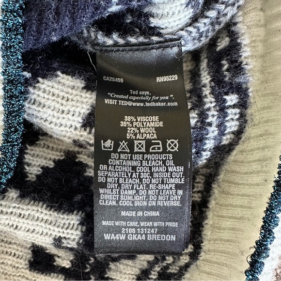 Ted Baker Polar Bear Fair Isle Alpaca Wool Sweater Nordic Winter - Picture 9 of 9